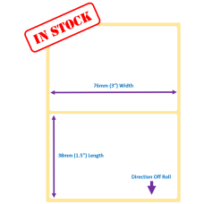 76mm x 38mm Thermal Transfer Labels, Permanent Adhesive (76mm core)